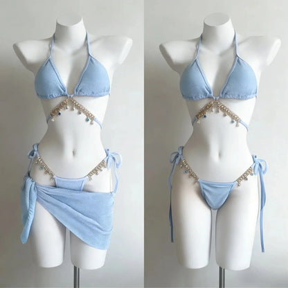 Trendy Ladies High Waisted Bikini Set Tummy Control Swimwear Breathable Quick Dry Stylish Beachwear Pool Party Outfit 2026 New - A-1 Thread Vault