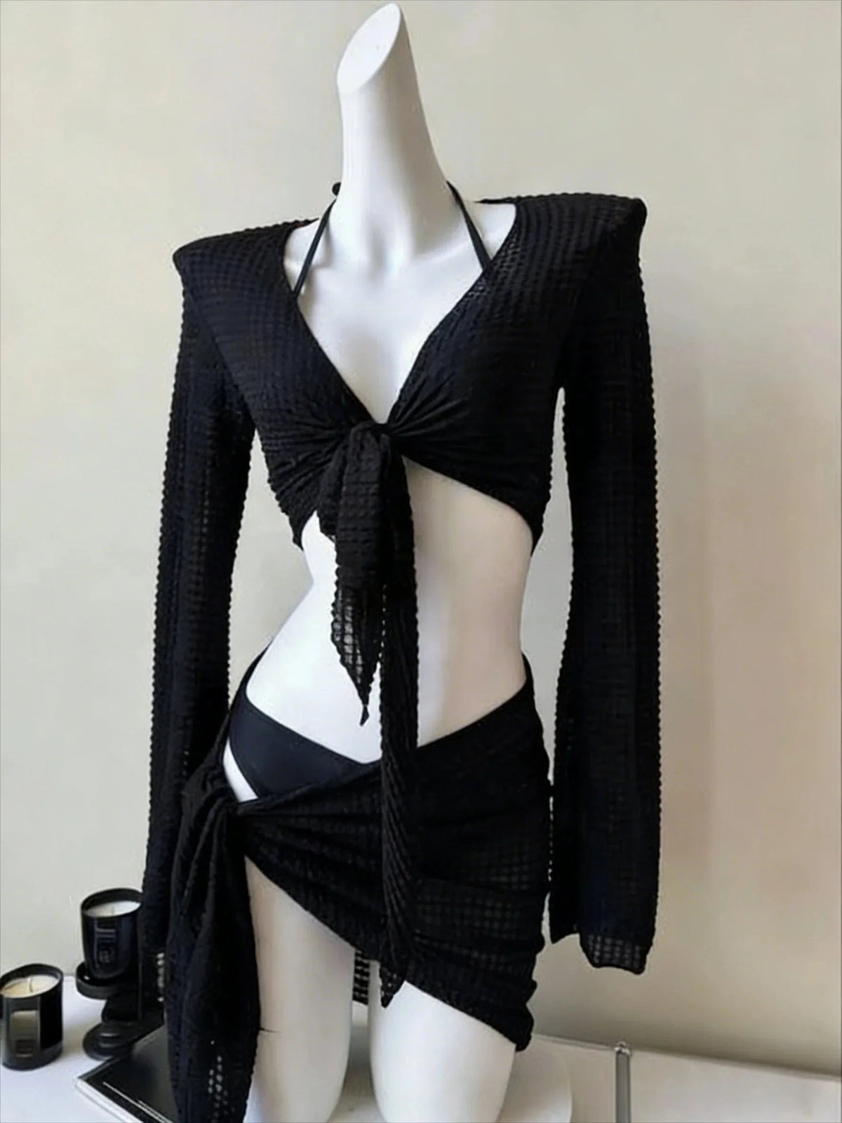 Trendy Ladies High Waisted Bikini Set Tummy Control Swimwear Breathable Quick Dry Stylish Beachwear Pool Party Outfit 2026 New - A-1 Thread Vault