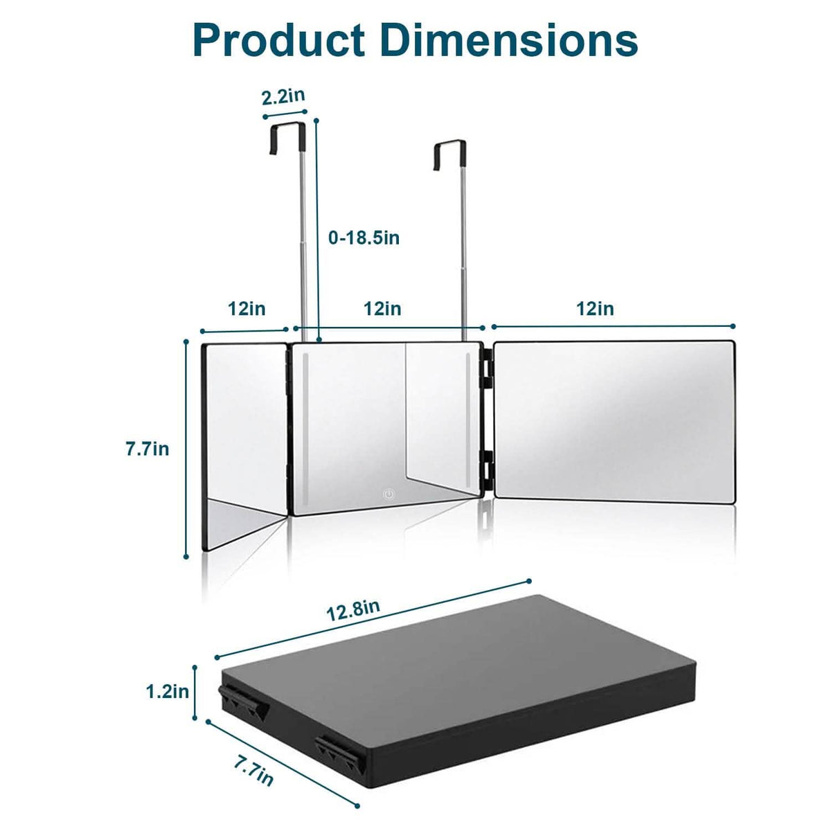Tri-Fold Mirror with Telescopic Hanger - A-1 Thread Vault
