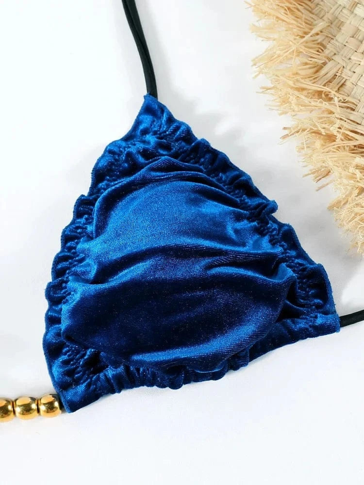 Triangle Lace Bikinis Sexy Swimsuit Women Low Waist Bikini Sets Push Up Swimwear Mujer Beachwear Two Pieces Suit Solid Biquini - A-1 Thread Vault