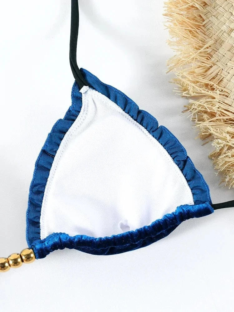 Triangle Lace Bikinis Sexy Swimsuit Women Low Waist Bikini Sets Push Up Swimwear Mujer Beachwear Two Pieces Suit Solid Biquini - A-1 Thread Vault