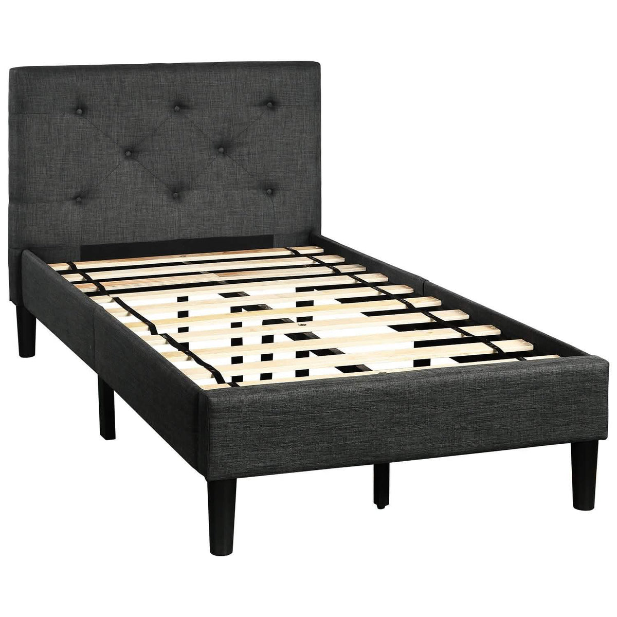 Tufted Platform Bed, Twin Size Button Upholstered Platform Bed - A-1 Thread Vault