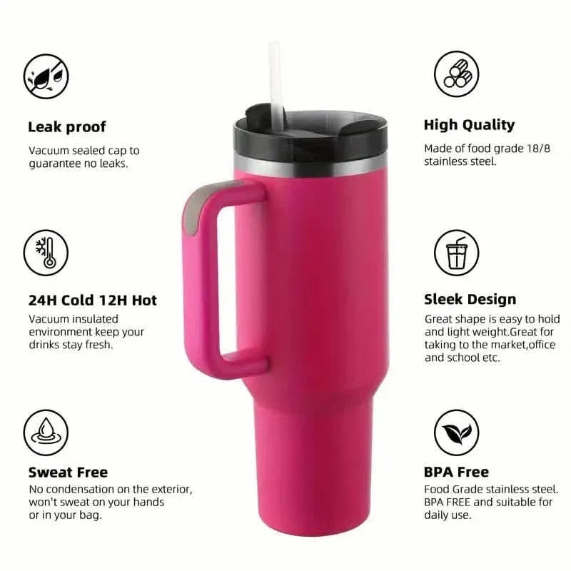 Tumbler with Handle And Straw Lid, Leak-proof Travel 40oz Coffee Mug - A-1 Thread Vault