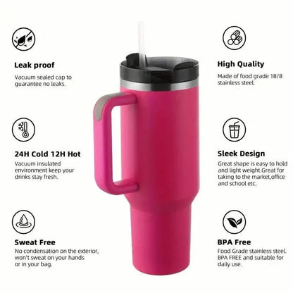Tumbler with Handle And Straw Lid, Leak-proof Travel 40oz Coffee Mug - A-1 Thread Vault