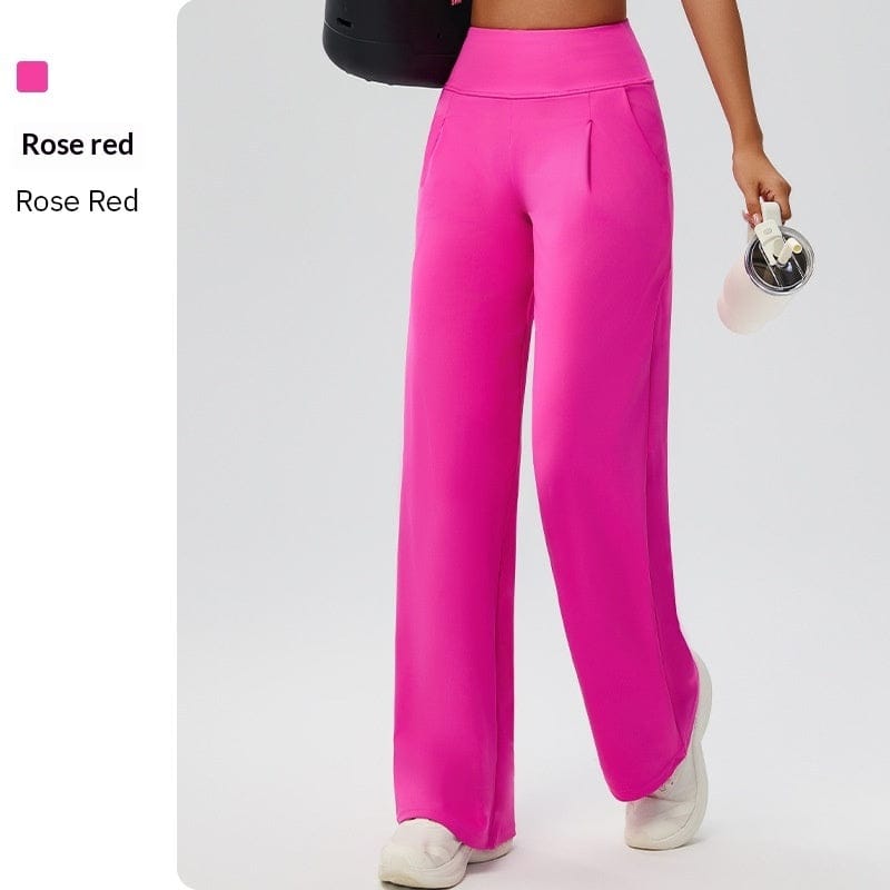 Tummy-control Bare-feel High-waist Yoga Pants Outdoor Straight-leg Trousers - A-1 Thread Vault