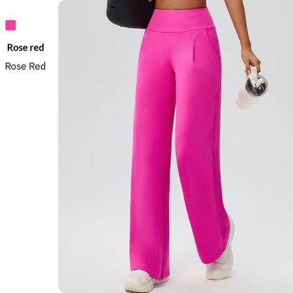 Tummy-control Bare-feel High-waist Yoga Pants Outdoor Straight-leg Trousers - A-1 Thread Vault