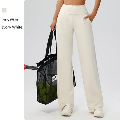 Tummy-control Bare-feel High-waist Yoga Pants Outdoor Straight-leg Trousers - A-1 Thread Vault