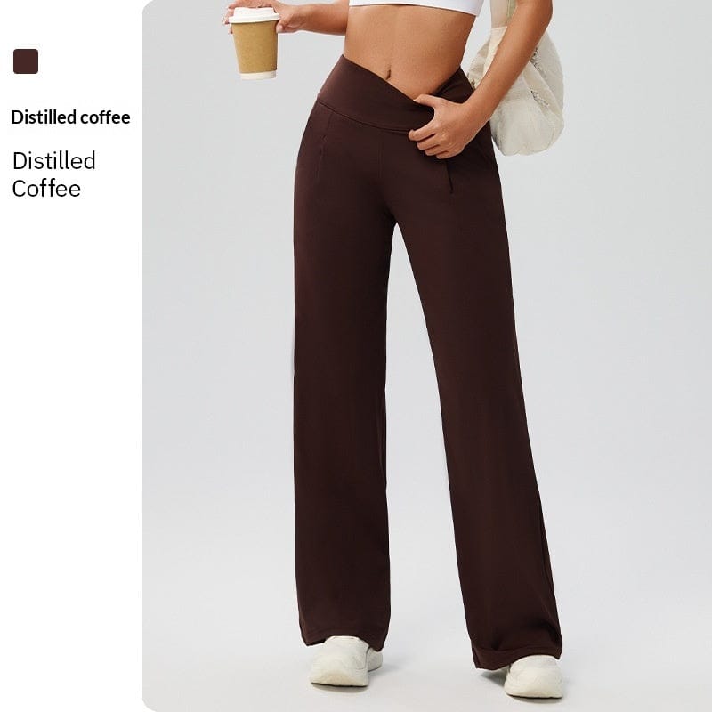 Tummy-control Bare-feel High-waist Yoga Pants Outdoor Straight-leg Trousers - A-1 Thread Vault