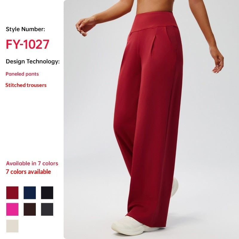 Tummy-control Bare-feel High-waist Yoga Pants Outdoor Straight-leg Trousers - A-1 Thread Vault