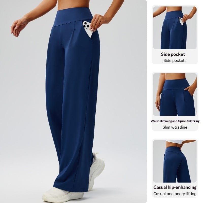 Tummy-control Bare-feel High-waist Yoga Pants Outdoor Straight-leg Trousers - A-1 Thread Vault