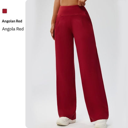 Tummy-control Bare-feel High-waist Yoga Pants Outdoor Straight-leg Trousers - A-1 Thread Vault