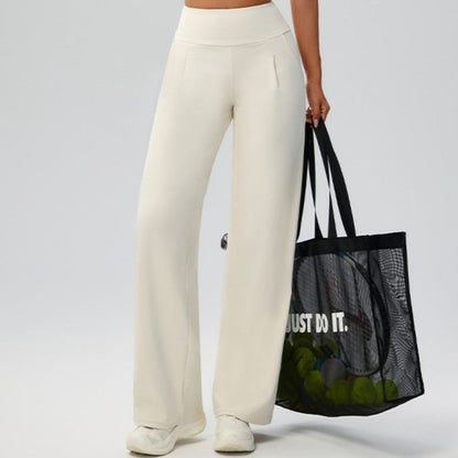 Tummy-control Bare-feel High-waist Yoga Pants Outdoor Straight-leg Trousers - A-1 Thread Vault