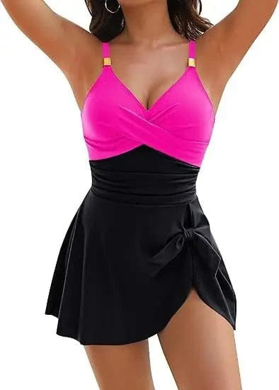 Tummy Control Women Swimdress Sexy One Piece Slim & Comfortable Ruched & Cross Swimwear Elasticity & Quick Drying Beachwear 2025 - A-1 Thread Vault