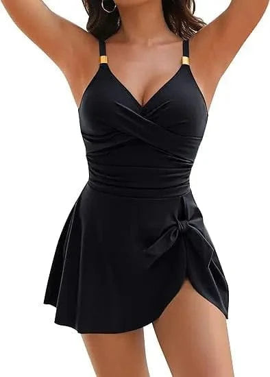 Tummy Control Women Swimdress Sexy One Piece Slim & Comfortable Ruched & Cross Swimwear Elasticity & Quick Drying Beachwear 2025 - A-1 Thread Vault