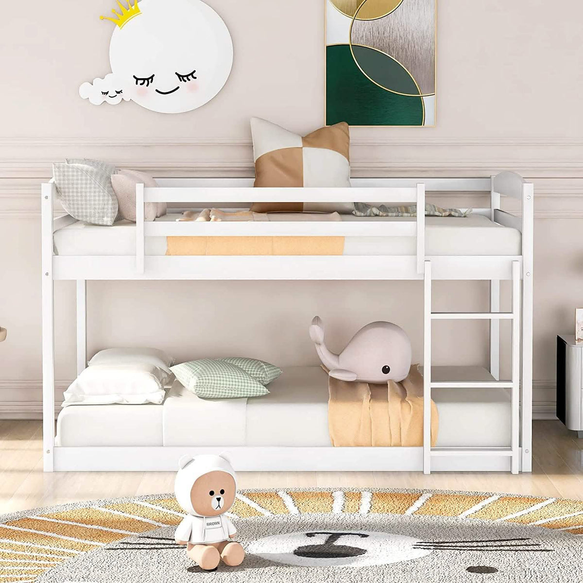 Twin Over Twin Floor Bunk Bed with Ladder - A-1 Thread Vault