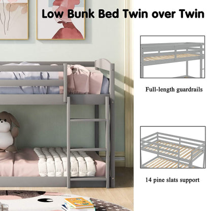 Twin Over Twin Floor Bunk Bed with Ladder - A-1 Thread Vault