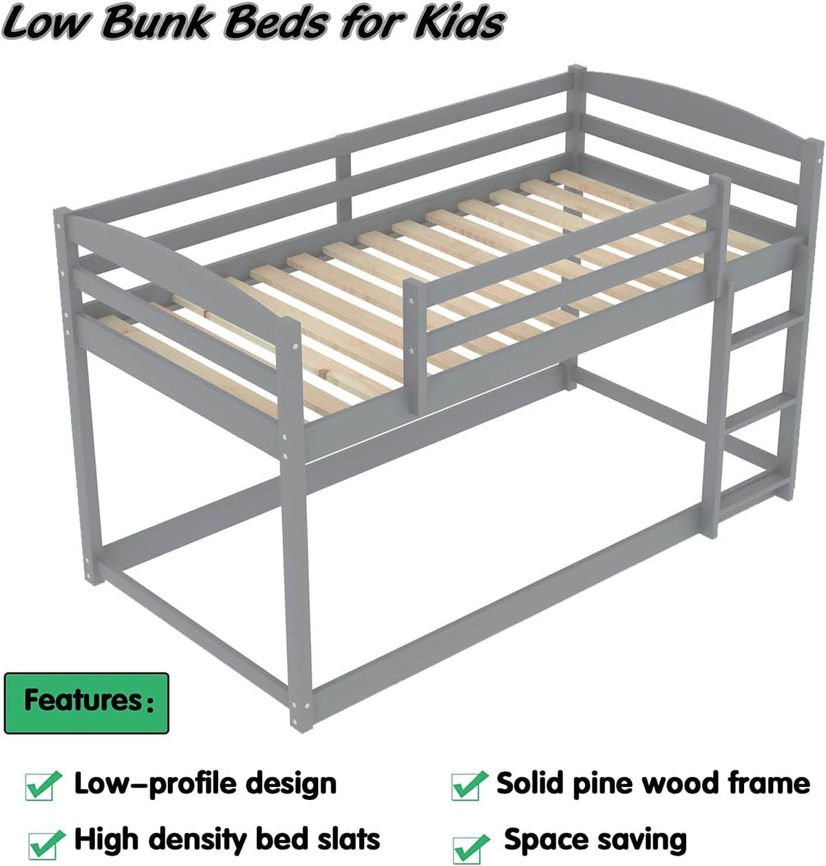 Twin Over Twin Floor Bunk Bed with Ladder - A-1 Thread Vault