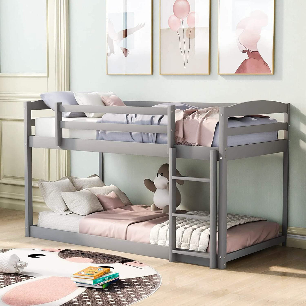 Twin Over Twin Floor Bunk Bed with Ladder - A-1 Thread Vault