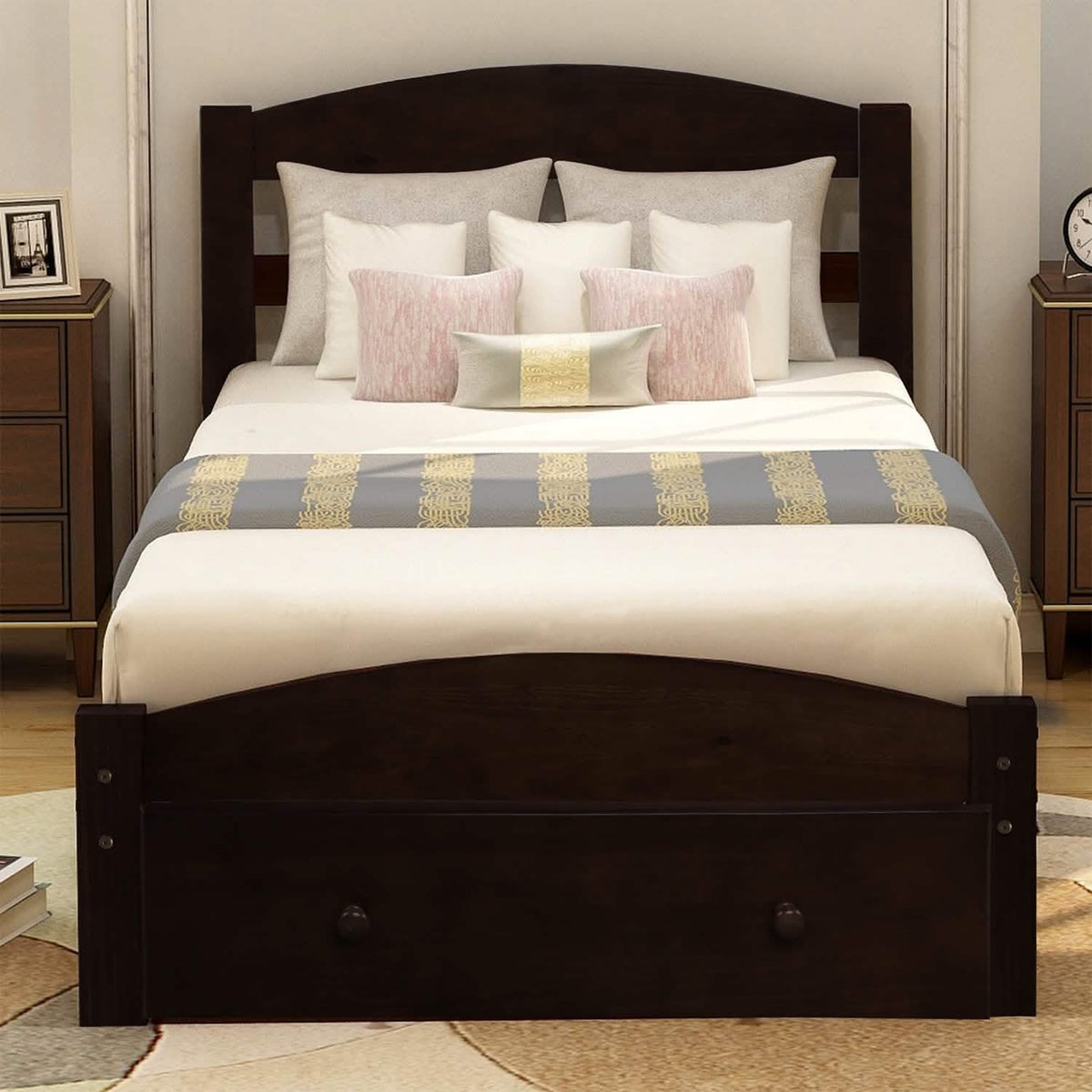 Twin Platform Bed Frame with Storage Drawer Headboard - A-1 Thread Vault