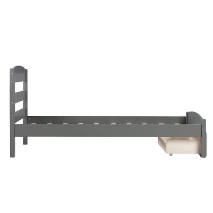 Twin Platform Bed Frame with Storage Drawer Headboard - A-1 Thread Vault