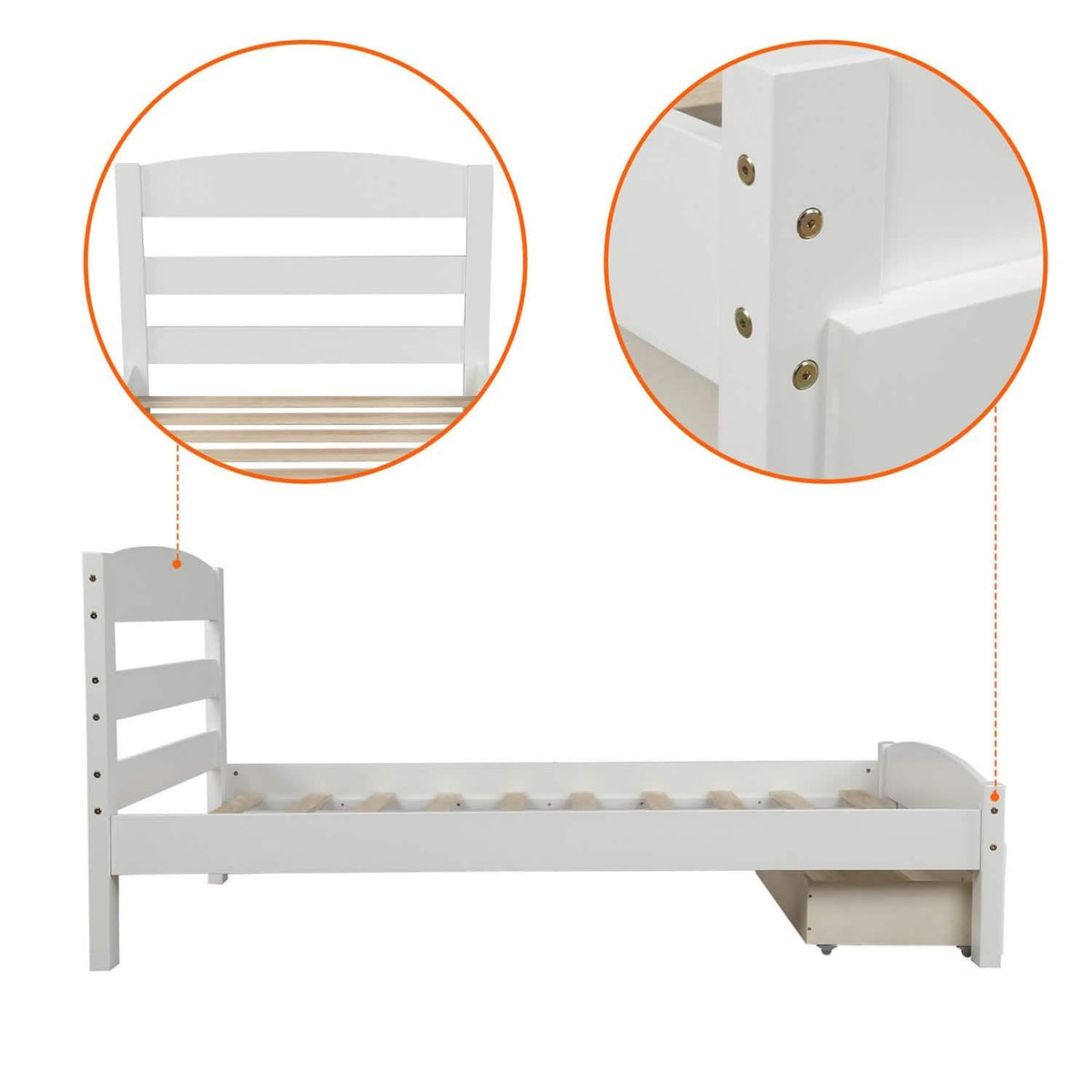 Twin Platform Bed Frame with Storage Drawer Headboard - A-1 Thread Vault