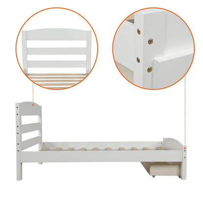 Twin Platform Bed Frame with Storage Drawer Headboard - A-1 Thread Vault