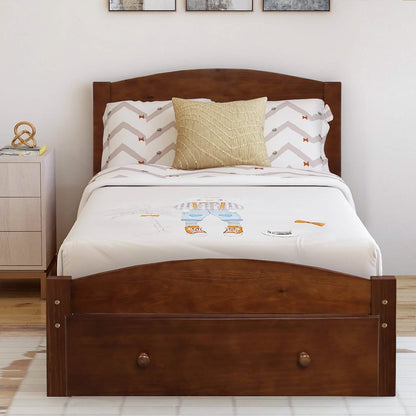 Twin Platform Bed Frame with Storage Drawer Headboard - A-1 Thread Vault