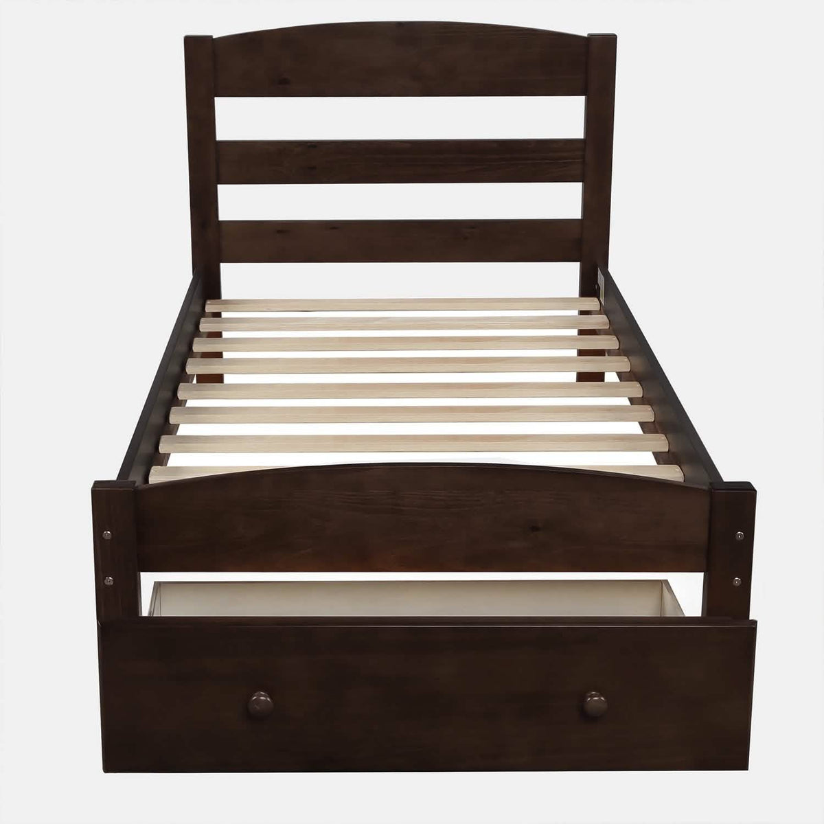 Twin Platform Bed Frame with Storage Drawer Headboard - A-1 Thread Vault