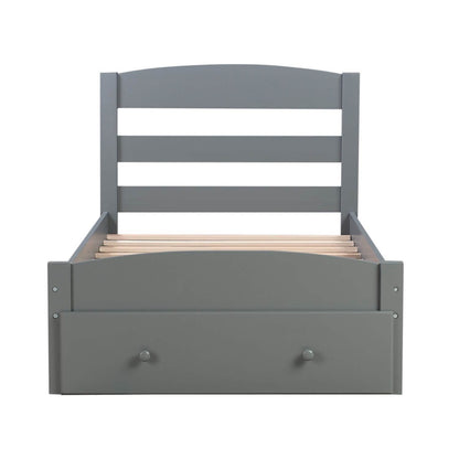 Twin Platform Bed Frame with Storage Drawer Headboard - A-1 Thread Vault