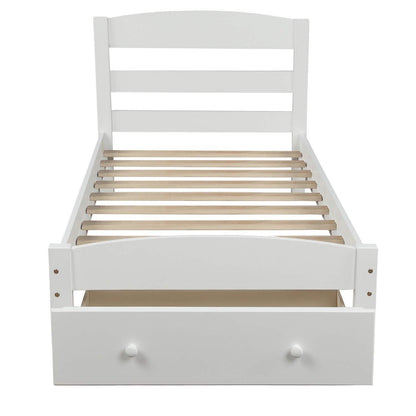 Twin Platform Bed Frame with Storage Drawer Headboard - A-1 Thread Vault