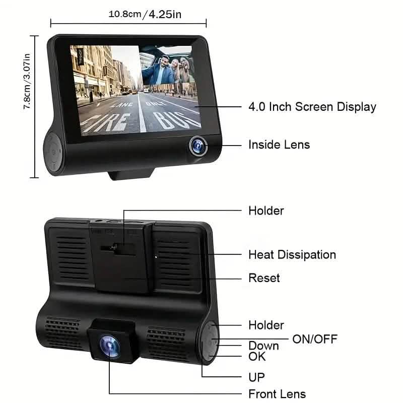 Two-Lens HD Night Vision Driving Recorder with Suction Cup Installation + 32G Card - A-1 Thread Vault