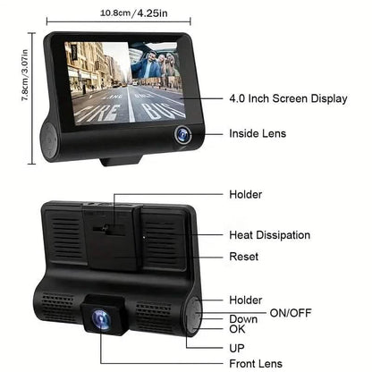Two-Lens HD Night Vision Driving Recorder with Suction Cup Installation + 32G Card - A-1 Thread Vault