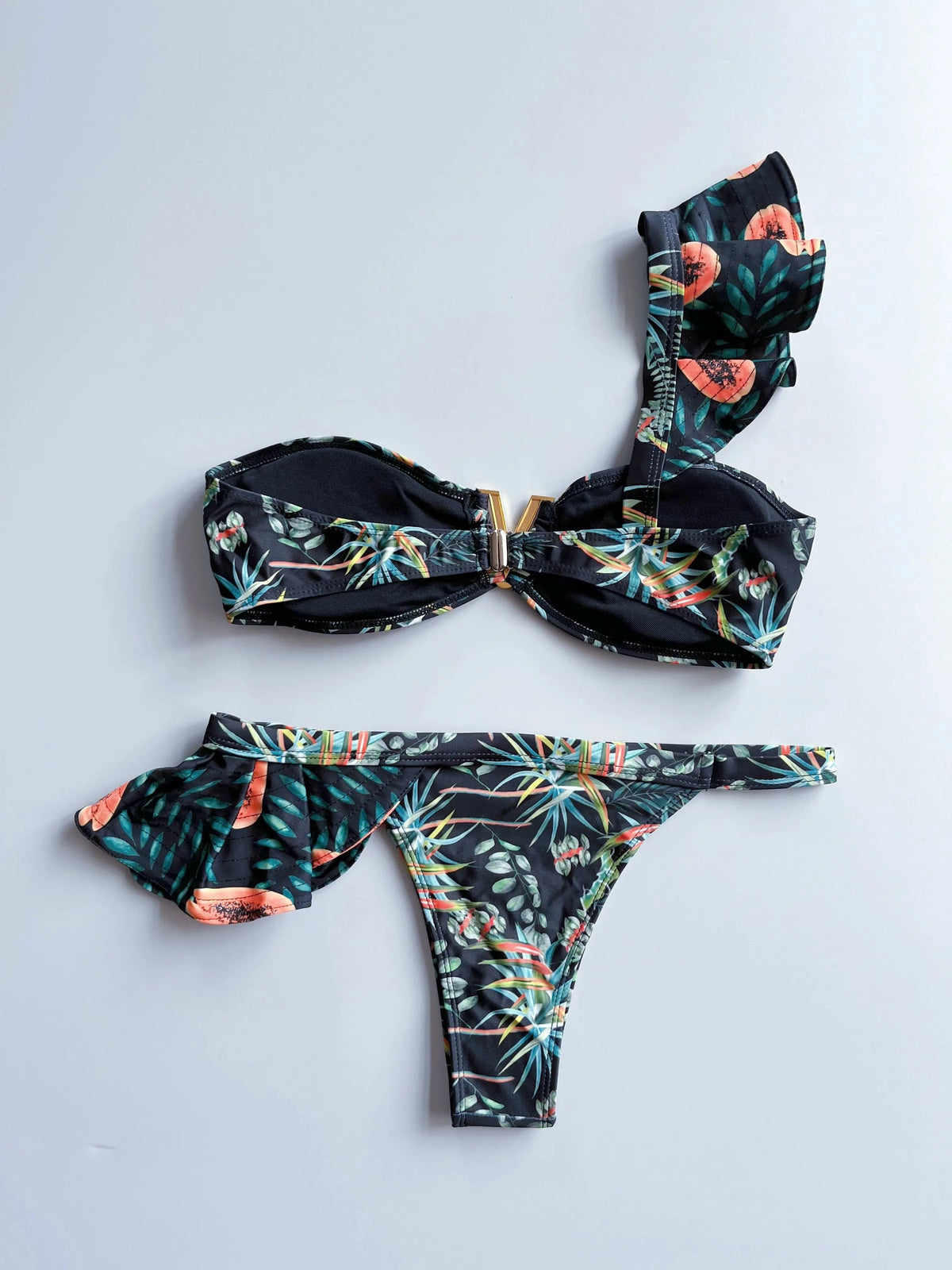 Two-Pieces Women Floral 2025 Push-Up Strappy Ruffles Bandage Bikini Set Swimsuit Swimwear Bathing Suit Beachwear Biquini - A-1 Thread Vault