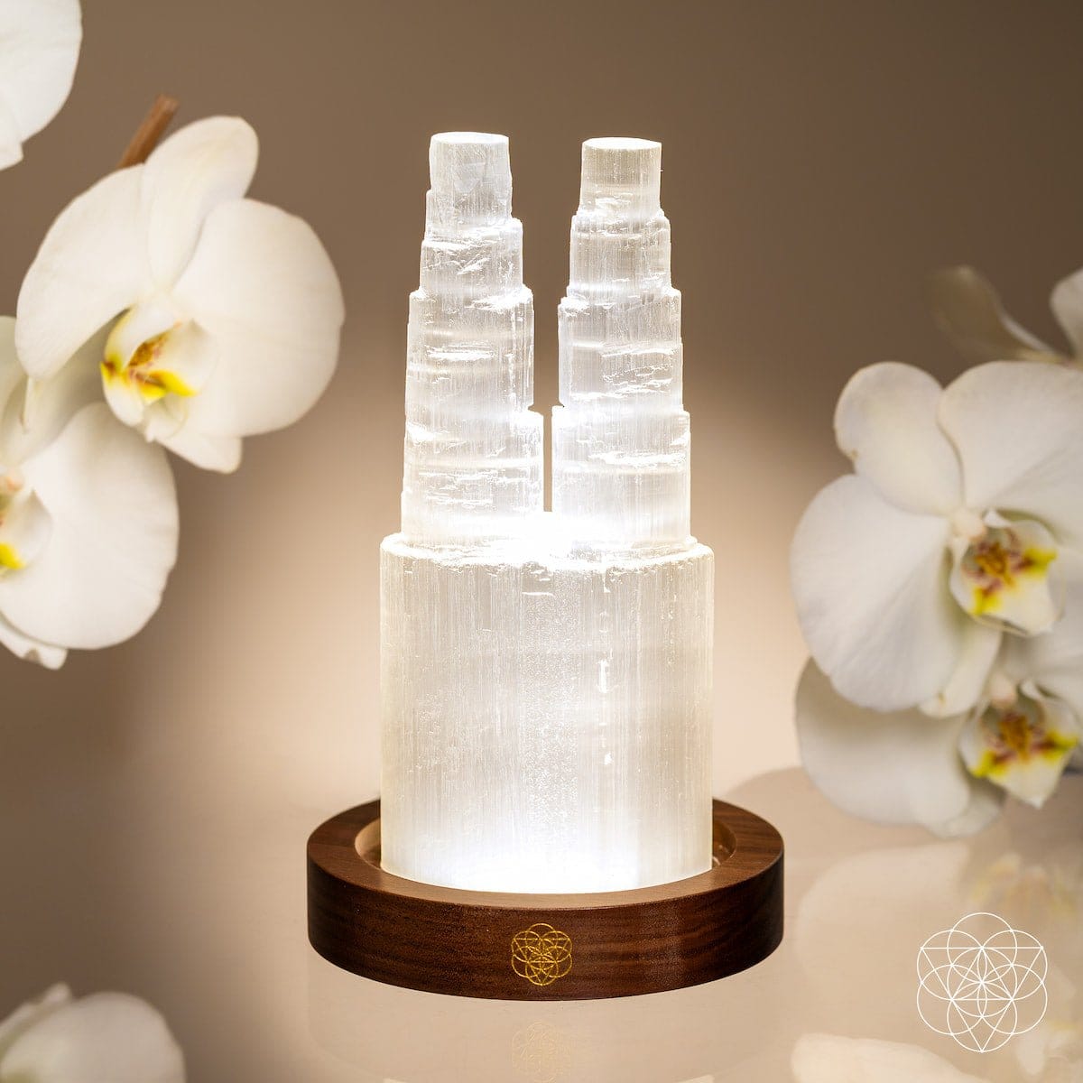 Two-Tower Selenite Lamp – Deep Energy Cleanse & Reset - A-1 Thread Vault