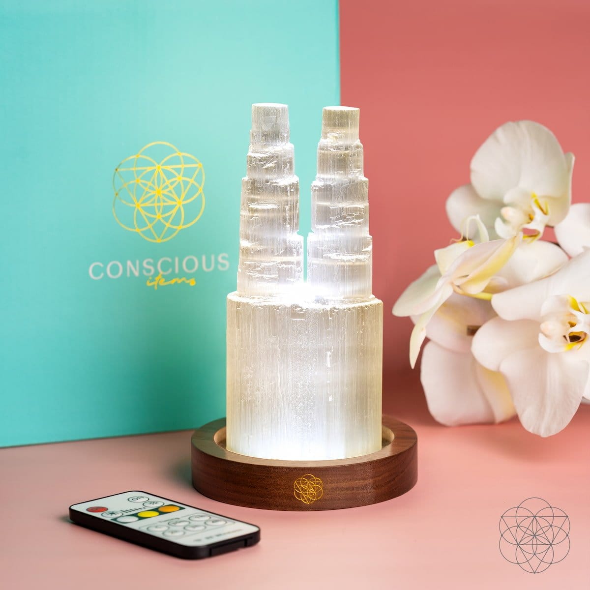 Two-Tower Selenite Lamp – Deep Energy Cleanse & Reset - A-1 Thread Vault