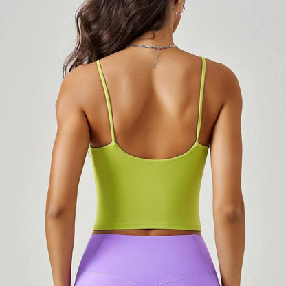 U-Neck Fitness Vest Women Yoga Crop Tops Sports Bra With Fixed Cups Stretchy Soft Gym Workout Tank Tops Women Sleeveless Shirts - A-1 Thread Vault
