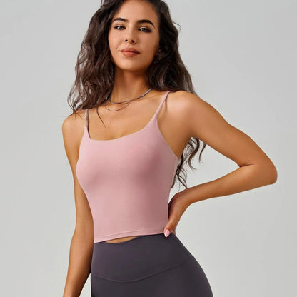 U-Neck Fitness Vest Women Yoga Crop Tops Sports Bra With Fixed Cups Stretchy Soft Gym Workout Tank Tops Women Sleeveless Shirts - A-1 Thread Vault