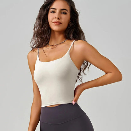 U-Neck Fitness Vest Women Yoga Crop Tops Sports Bra With Fixed Cups Stretchy Soft Gym Workout Tank Tops Women Sleeveless Shirts - A-1 Thread Vault