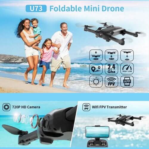 UDIRC Foldable RC Drone FPV WiFi Quadcopter w/ 720P HD Camera & 2 Batteries U73 - A-1 Thread Vault