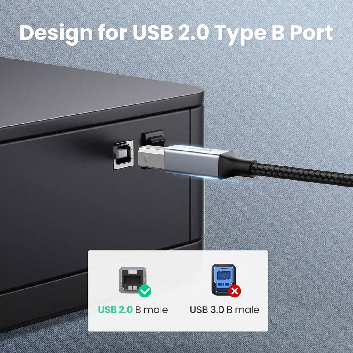 UGREEN USB B to USB C 3 FT Printer Cable (Refurbished) - A-1 Thread Vault