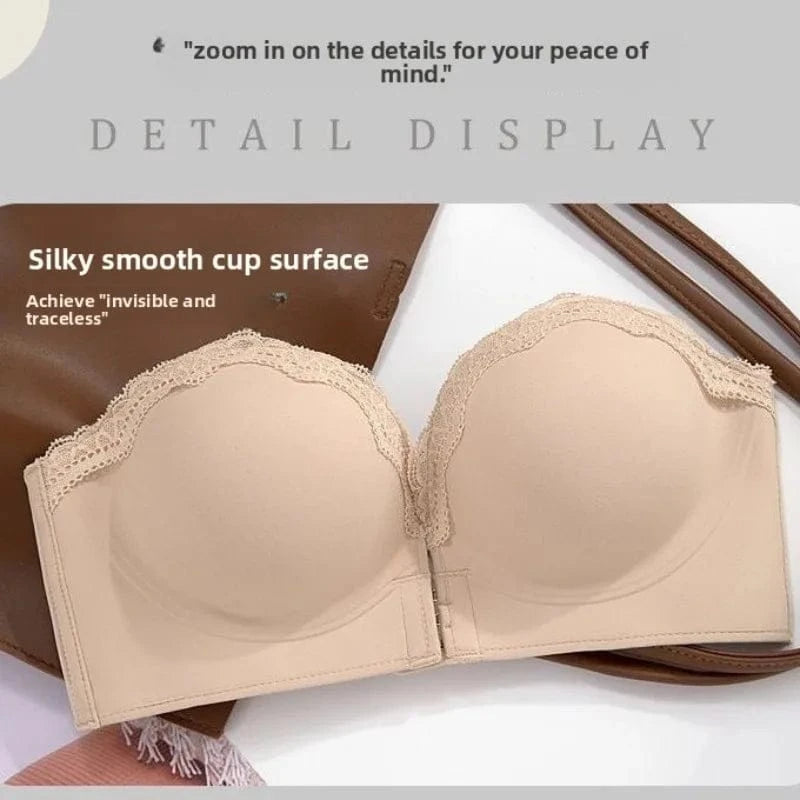 Ultimate Push Up Bra 12cm Padded Front Closure Strapless Plunge Bra for Small Chest Extreme Lift Invisible Back Comfort Wear - A-1 Thread Vault