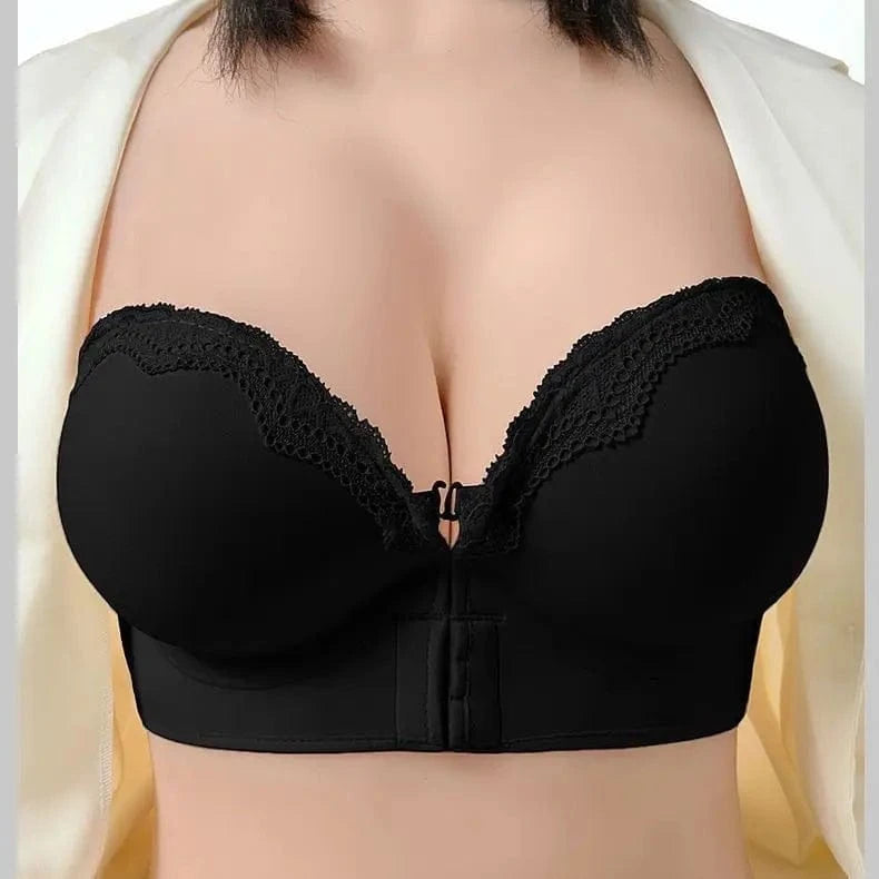 Ultimate Push Up Bra 12cm Padded Front Closure Strapless Plunge Bra for Small Chest Extreme Lift Invisible Back Comfort Wear - A-1 Thread Vault