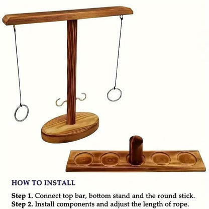 Ultimate Wooden Ring Toss Hook and Ring Indoor Combat Game - A-1 Thread Vault
