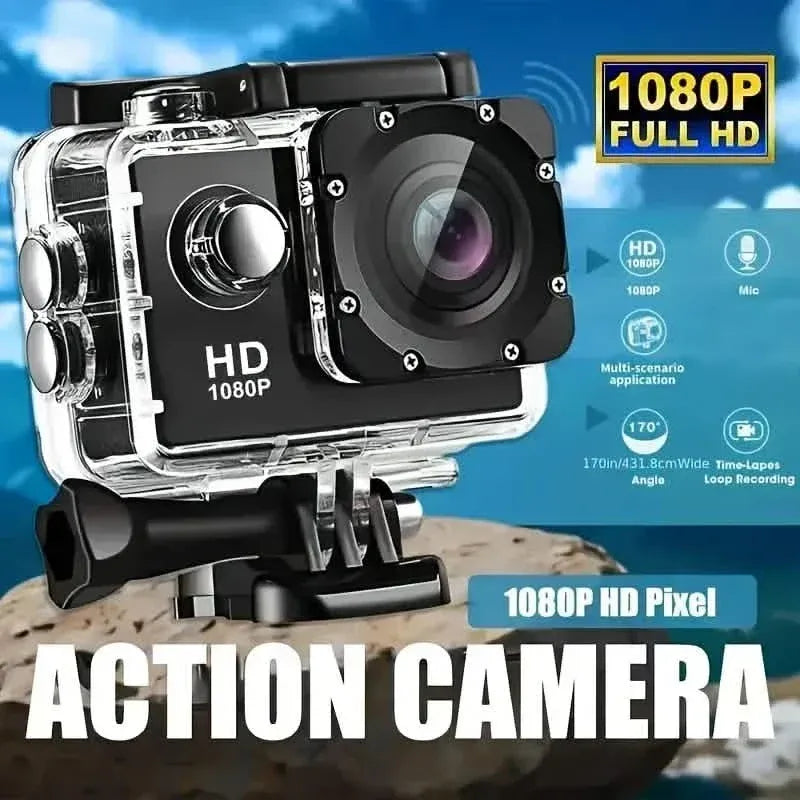 Ultra HD 1080P Action Camera – 140° Wide Angle, Fisheye Lens, LCD Display - A-1 Thread Vault