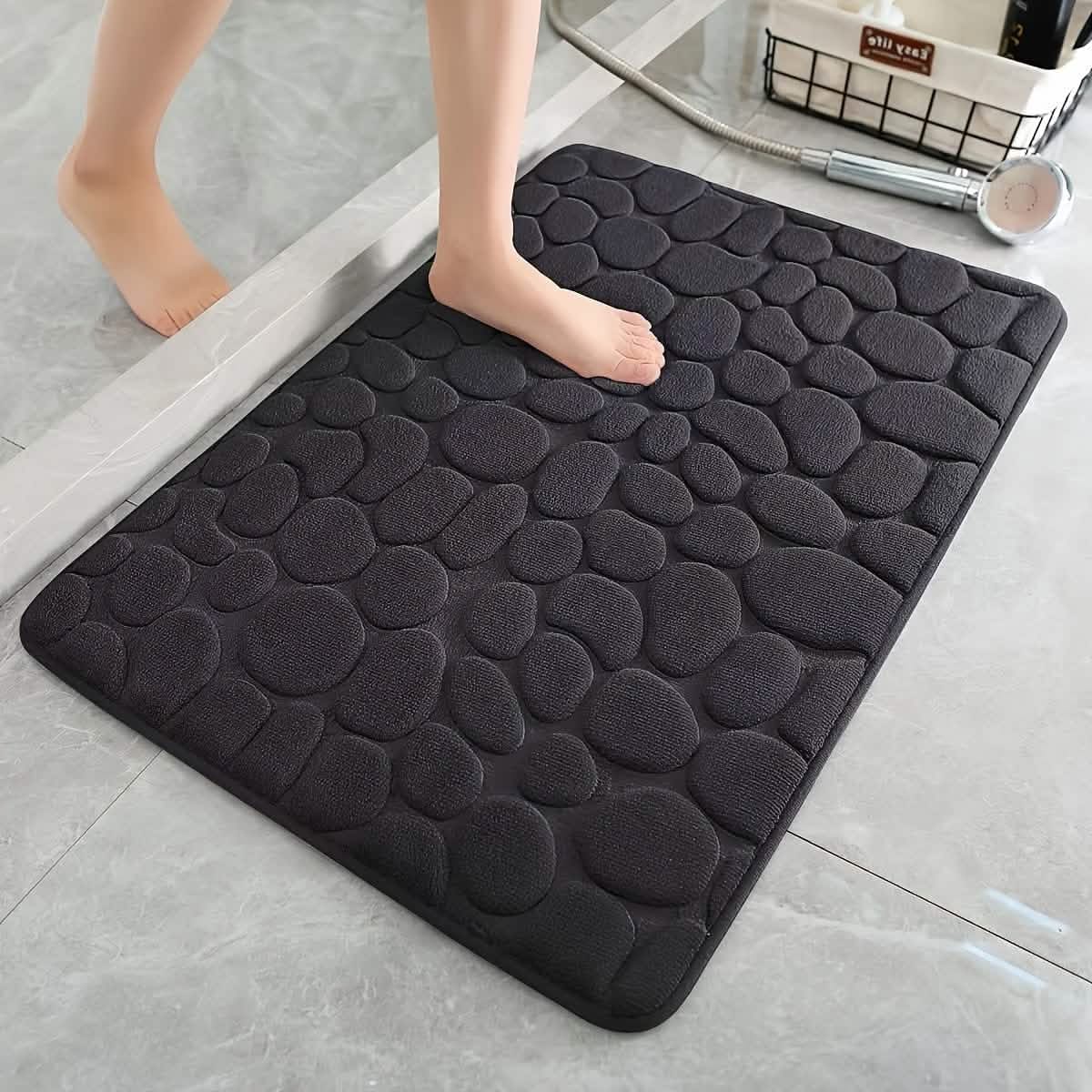 Ultra-Soft Memory Foam Bath Mat – Non-Slip, Absorbent (Gray Hexagon) - A-1 Thread Vault