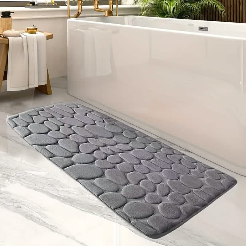Ultra-Soft Memory Foam Bath Mat – Non-Slip, Absorbent (Gray Hexagon) - A-1 Thread Vault