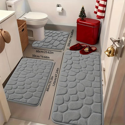 Ultra-Soft Memory Foam Bath Mat – Non-Slip, Absorbent (Gray Hexagon) - A-1 Thread Vault