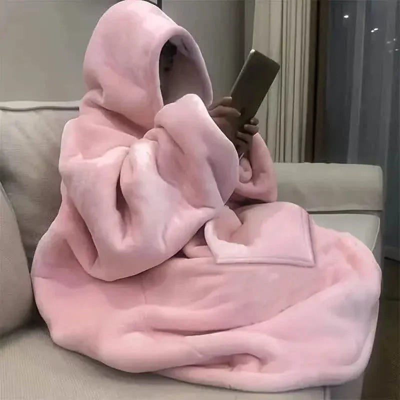 Ultra-Soft Sherpa Fleece Hoodie Blanket - Cozy Oversized Wearable Snuggle Sweatshirt - A-1 Thread Vault