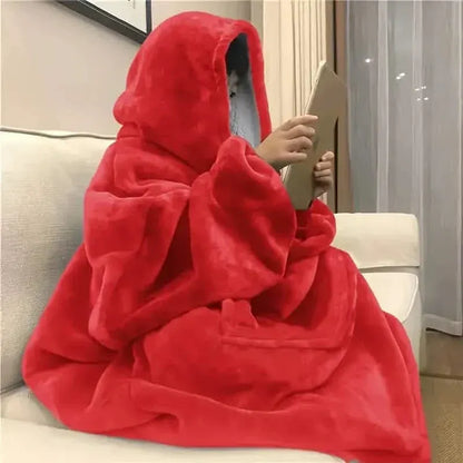 Ultra-Soft Sherpa Fleece Hoodie Blanket - Cozy Oversized Wearable Snuggle Sweatshirt - A-1 Thread Vault