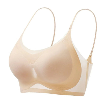 Ultra-thin Ice Silk Padded Bra Seamless Underwear Women's Thin Section Sling Beautiful Back Vest Tops Big Chest Small Sleep Bra - A-1 Thread Vault